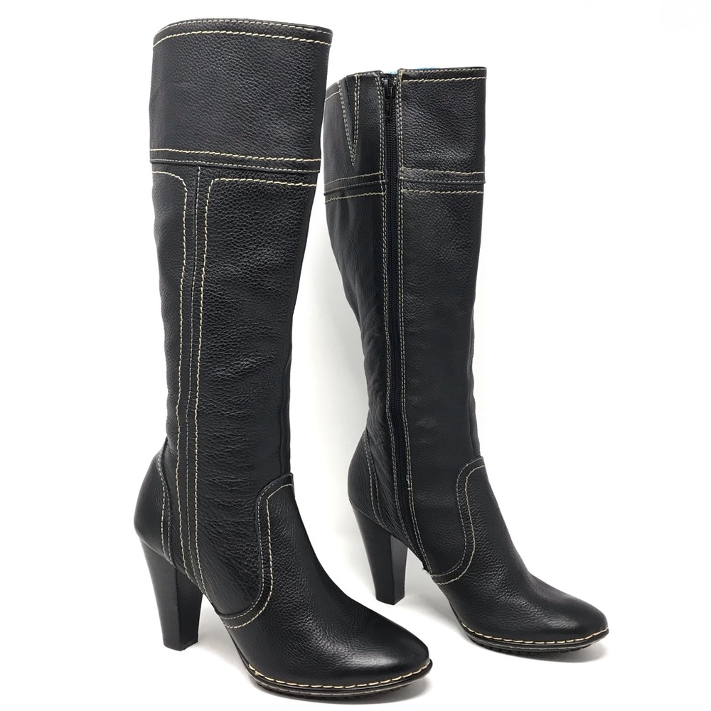 Sofft Stitched Knee High Black Leather Boots Size 6.5M